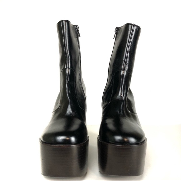 Jeffrey Campbell Mexique Platform Ankle Retro Boho Boots Glossy Black Sz 8.5 - Picture 2 of 9
